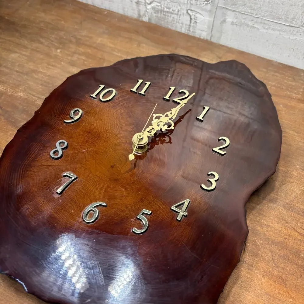 Live Edge Wood Wall Clock with Resin Finish - Pacific County OR Wood